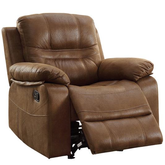 Manual Recliner With Pillow Arms And Headrest - Dark Brown