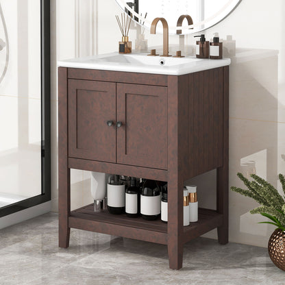 Modern Bathroom Vanity With Sink And Open Shelf