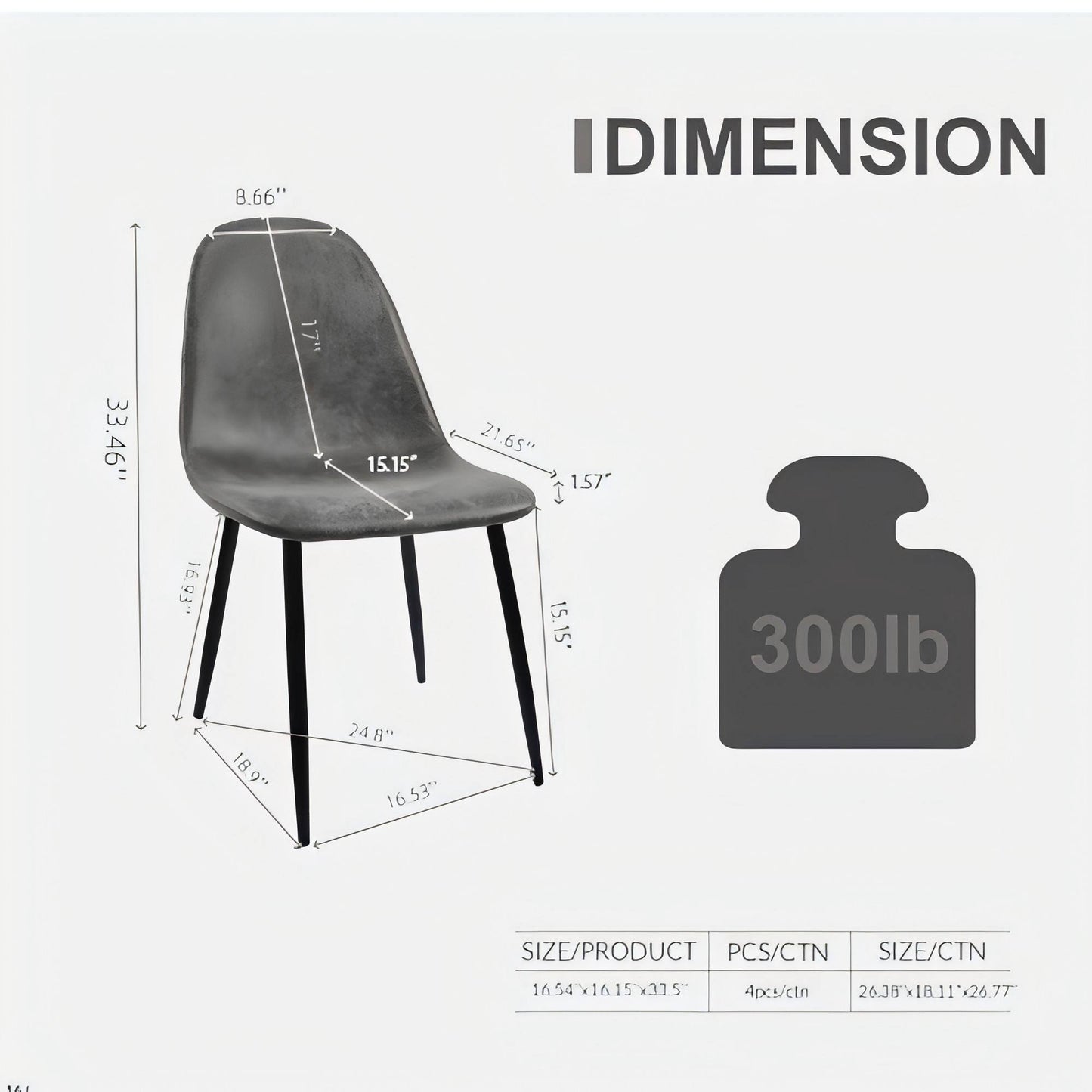 Modern Accent Dining Chairs Upholstered Seat, Metal Legs (Set of 4)