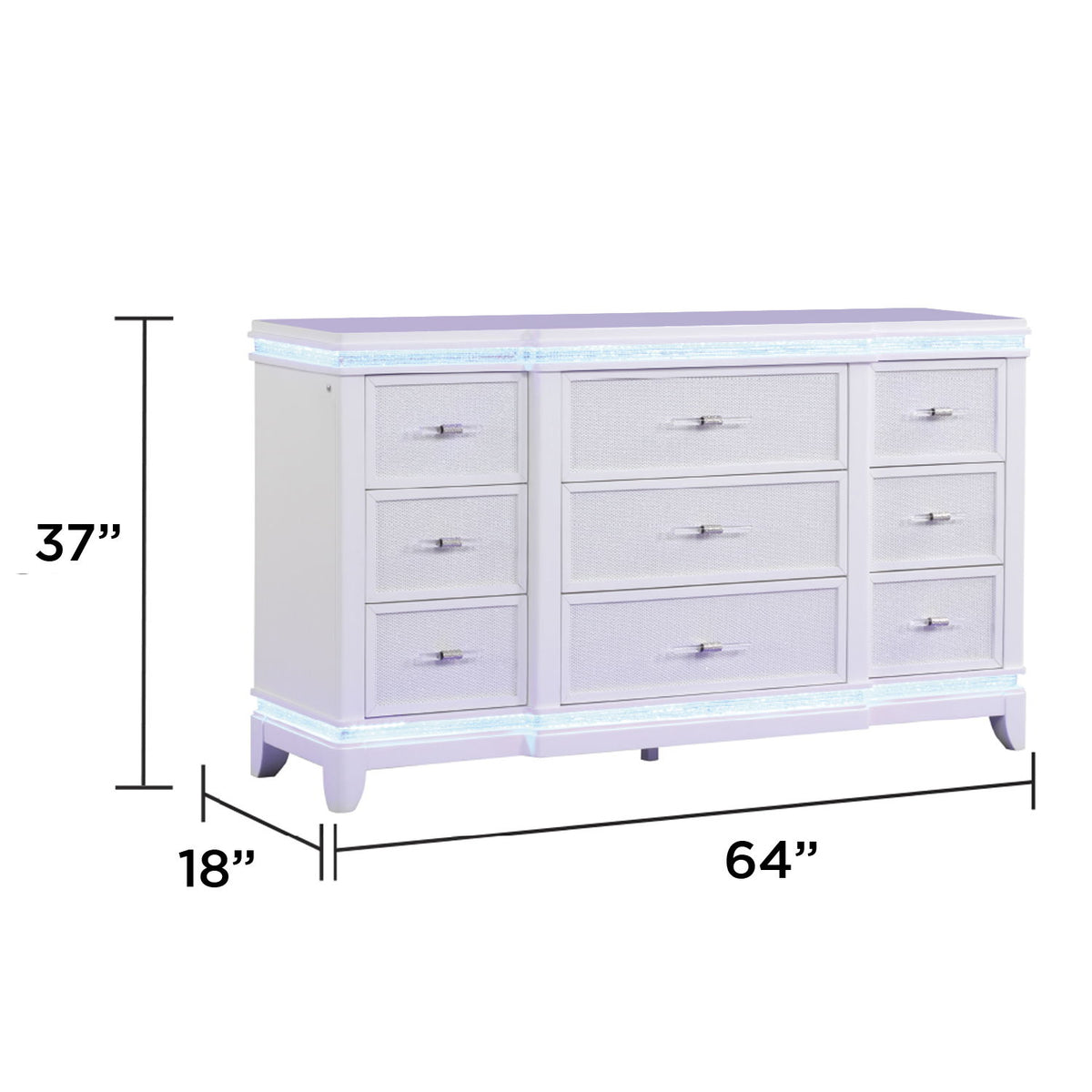 9 Drawer Dresser - White