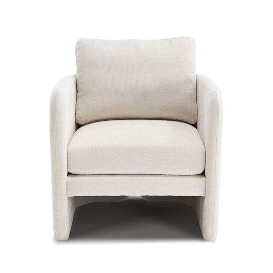 Armchair With Low Profile Curved Frame - Beige