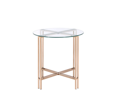 Veises - Clear Glass Top With End Table - Champagne