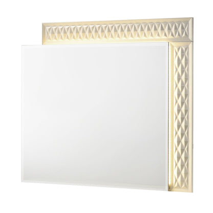 Stanley - LED Bedroom Mirror With Crocodile Texture Frame (Dresser Not Included) - Gray