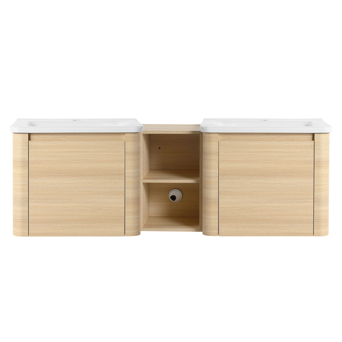 Wall Mounted Bathroom Vanity With Sink And Storage Shelves, Soft Close Doors