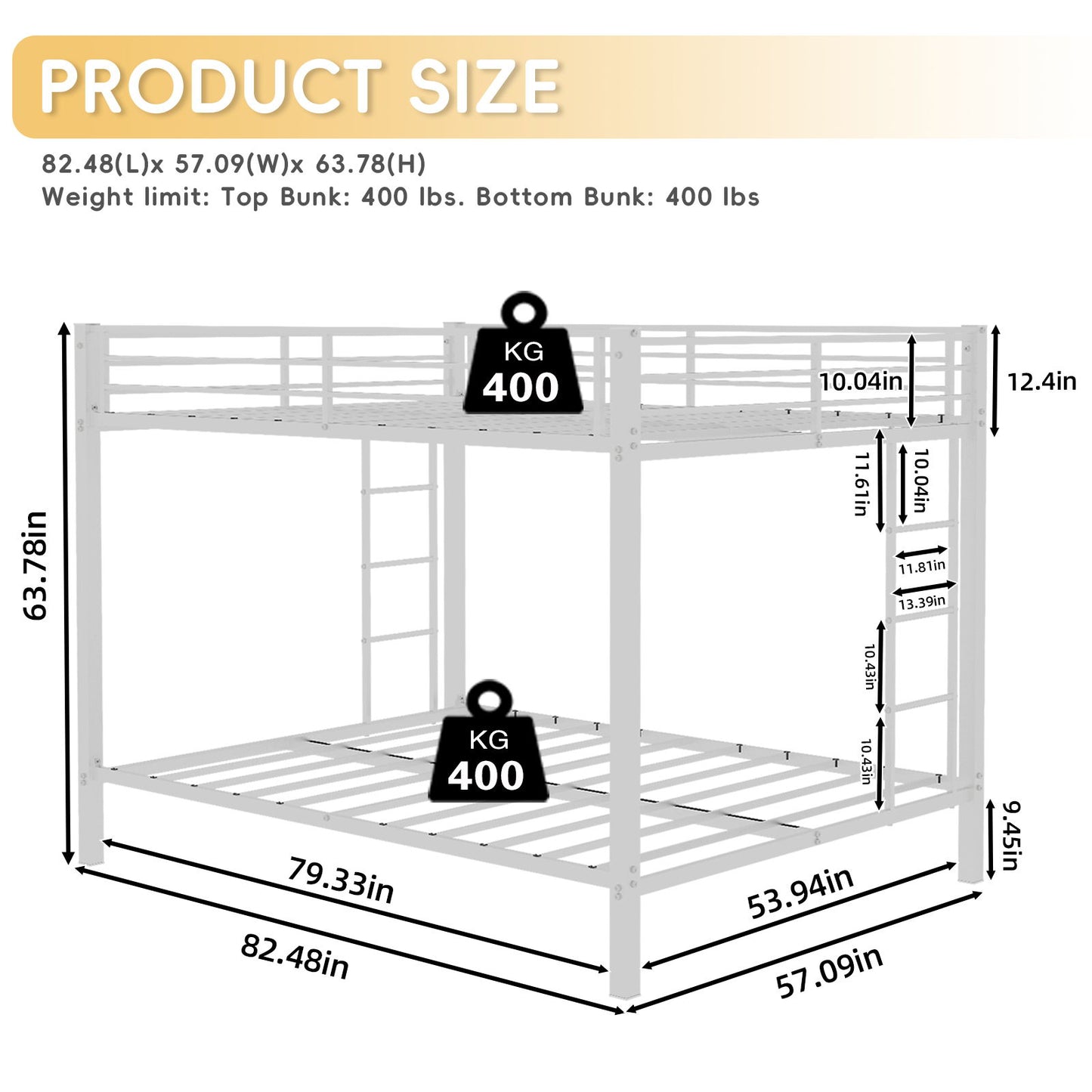 Bunk Bed For Kids, Convertible Frame With Ladders & Guardrail