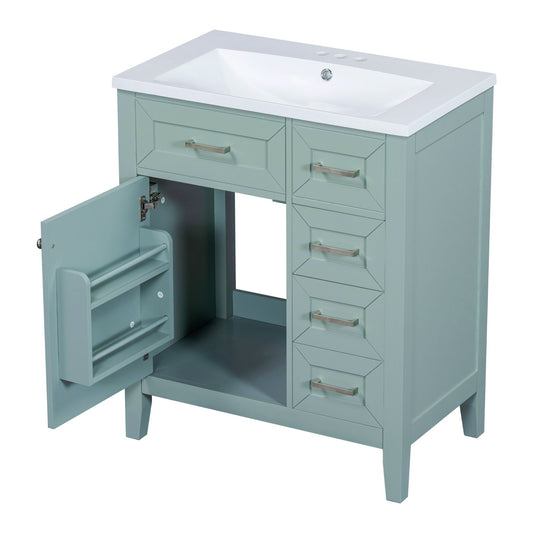 Modern Bathroom Vanity With Sink Combo, 3 Drawers, Undermount Drop-In Sink