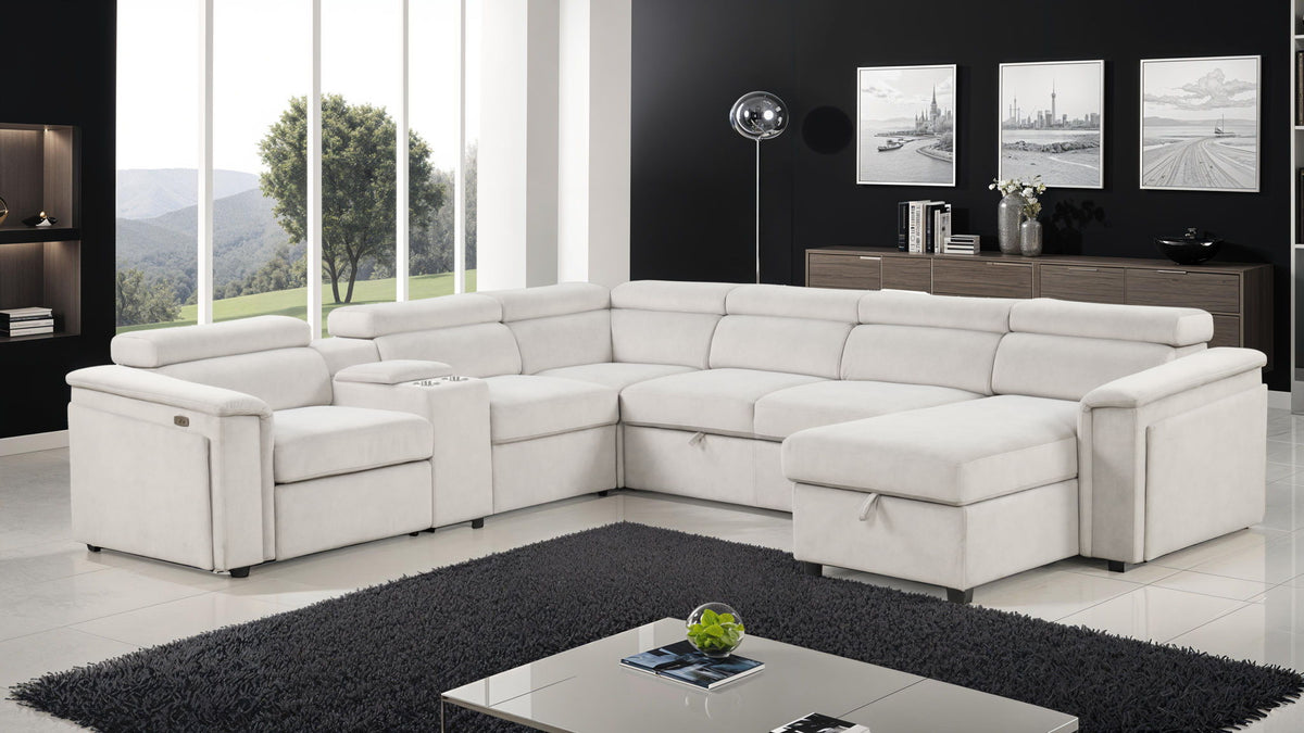 Harvey - Power Recliner Sectional Sleeper - Beige