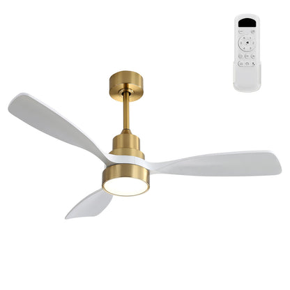 48" Ceiling Fan With 3 Blades Body, Remote Control Reversible DC Motor For Living Room - Gold