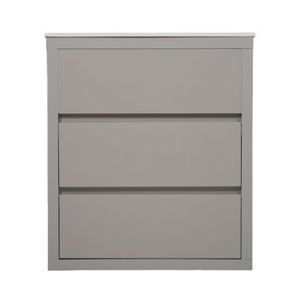 Freestanding Bathroom Vanity With Ceramic Sink, 2 Full Extension Drawers