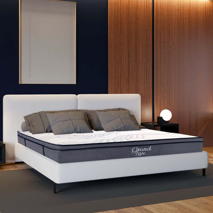 Hybrid Plush Foam Mattress, Soft Polyester Knit Cover, Multi Layer Foam Mattress - White / Gray - King
