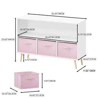 Bookcase With Collapsible Drawers, Book Display Organizer
