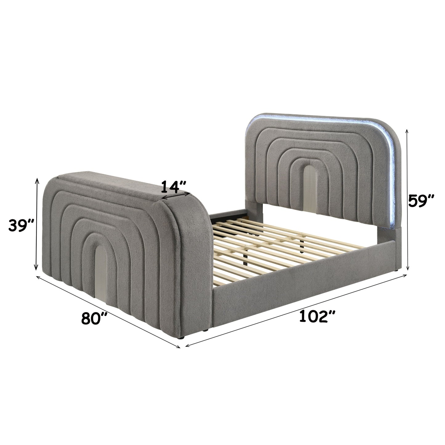 Shelyn - Bed With LED, TV Stand, Fireplace & Bluetooth
