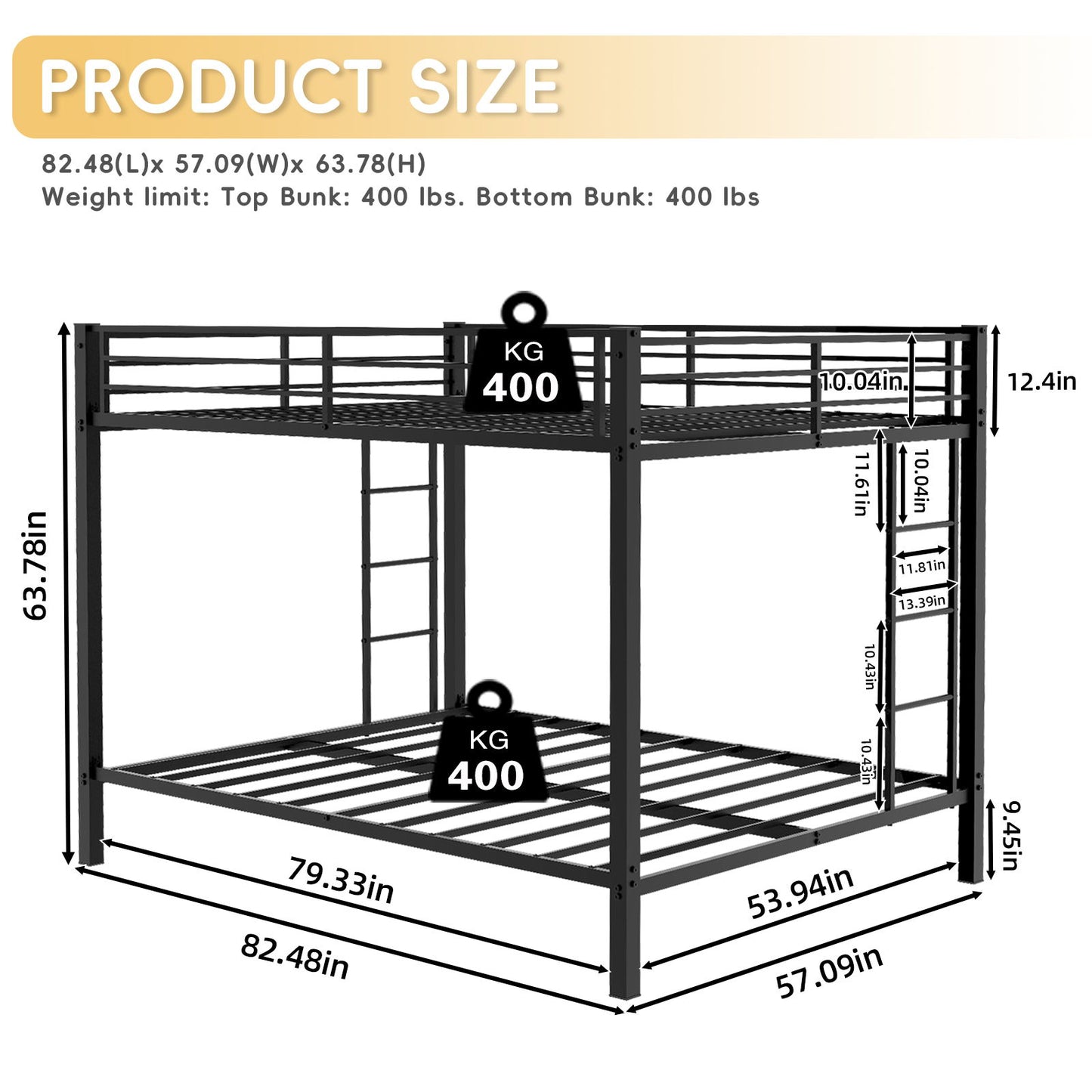 Bunk Bed For Kids, Convertible Frame With Ladders & Guardrail