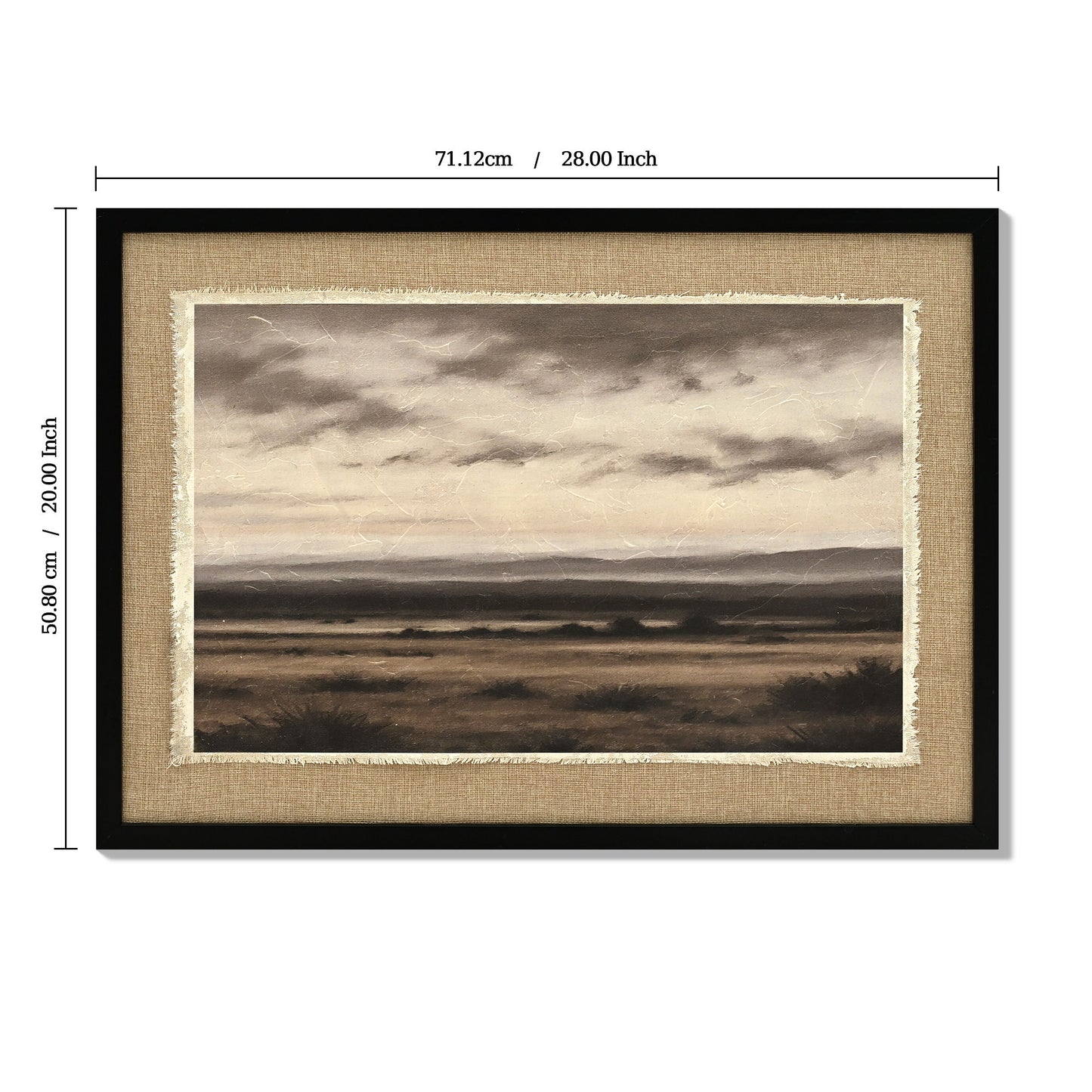 Vintage Landscape Large Framed Wall Art, Nature Wilderness Scenery Paintings Decor Aesthetic - Ember Black / Linen Sesame