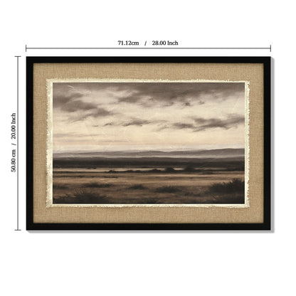 Vintage Landscape Large Framed Wall Art, Nature Wilderness Scenery Paintings Decor Aesthetic - Ember Black / Linen Sesame