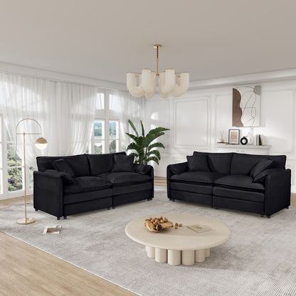 Modern Oversized Deep Seat Luxury 2 Piece Sofa Set With 4 Pillows