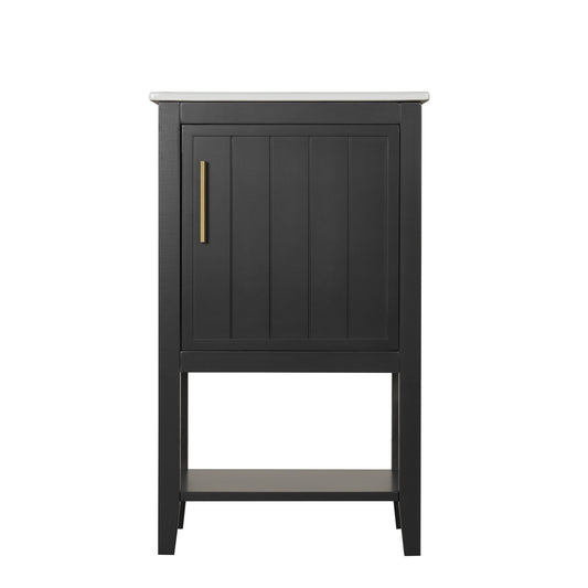 Modern Bathroom Vanity With Sink, Soft-Closing Door And Open Shelf