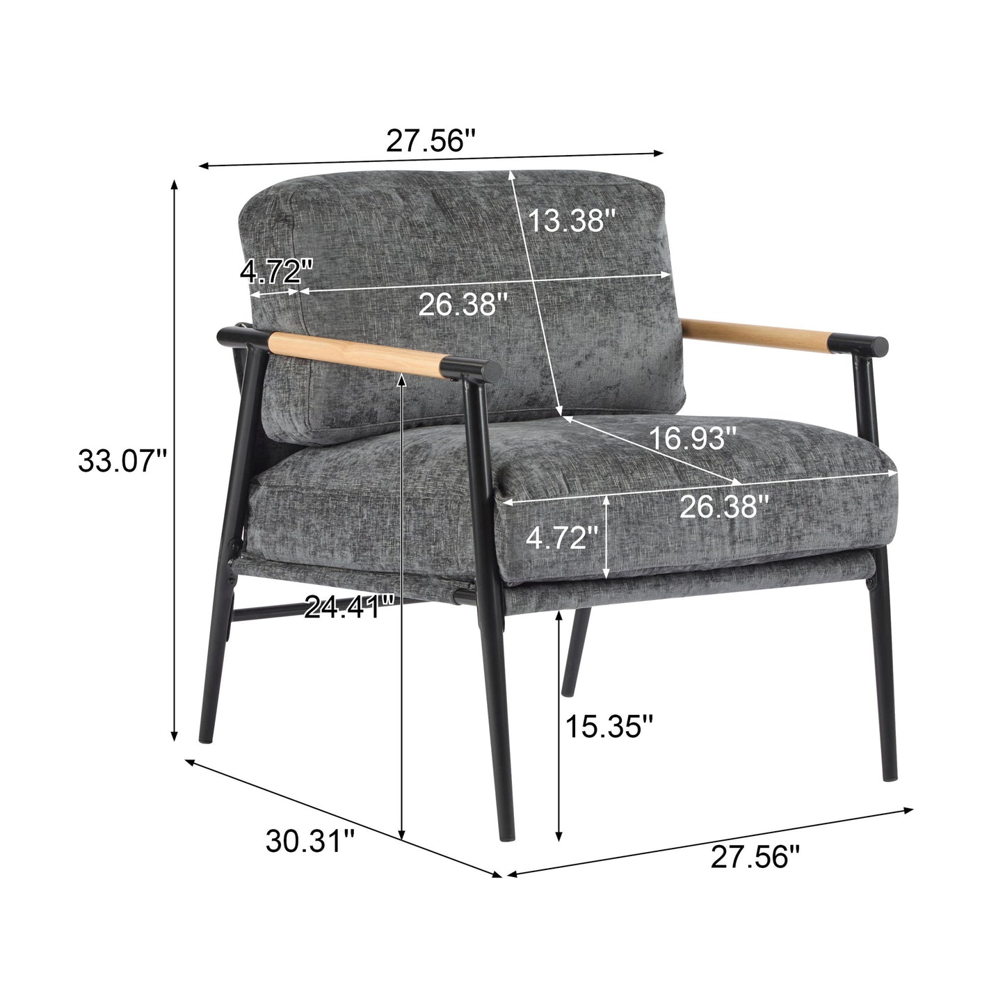 Modern Accent Chair With Cushions, Cozy Seating