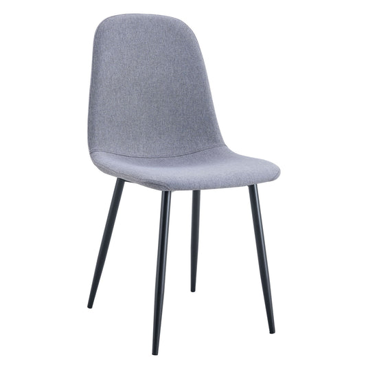 Luxury Simple Chair Linen Cotton High Resilience Dining Chair With Black Metal Legs (Set of 4) - Light Gray