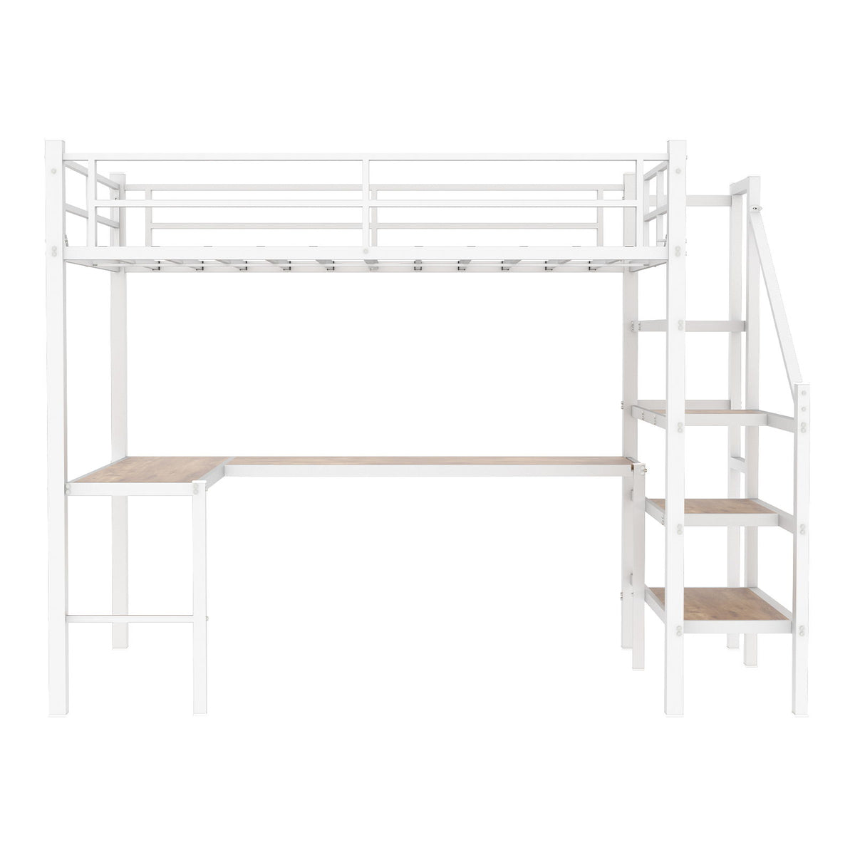Loft Bed & L-Shaped Desk, Large Storage Space