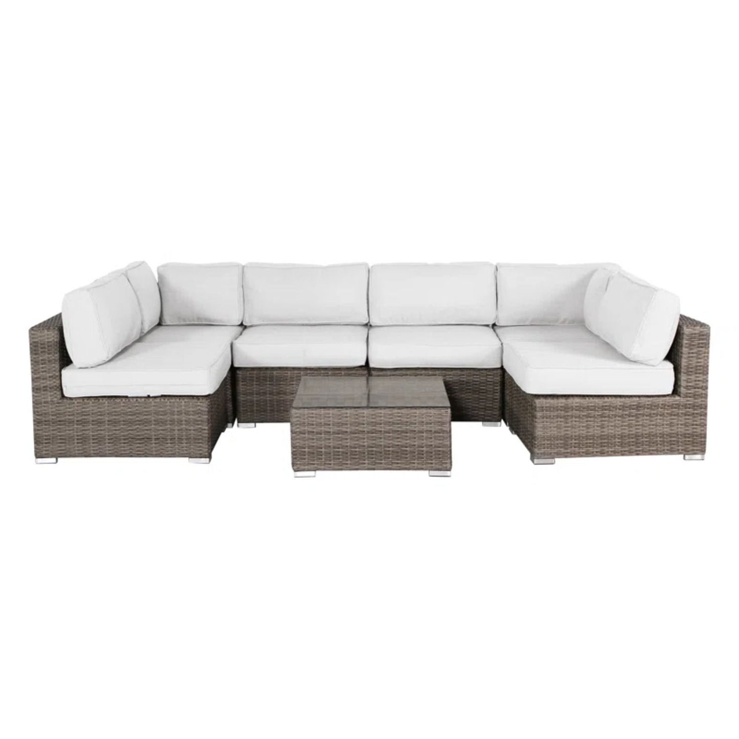 Seating Set With Cushions Handcrafted Wicker Design