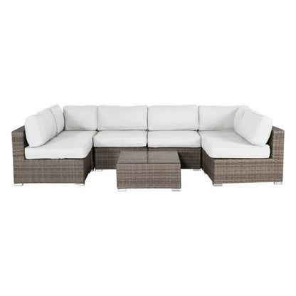 Seating Set With Cushions Handcrafted Wicker Design