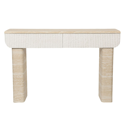 Entryway Table With 2 Hidden Handle Drawers For Entrance - Beige / Yellow