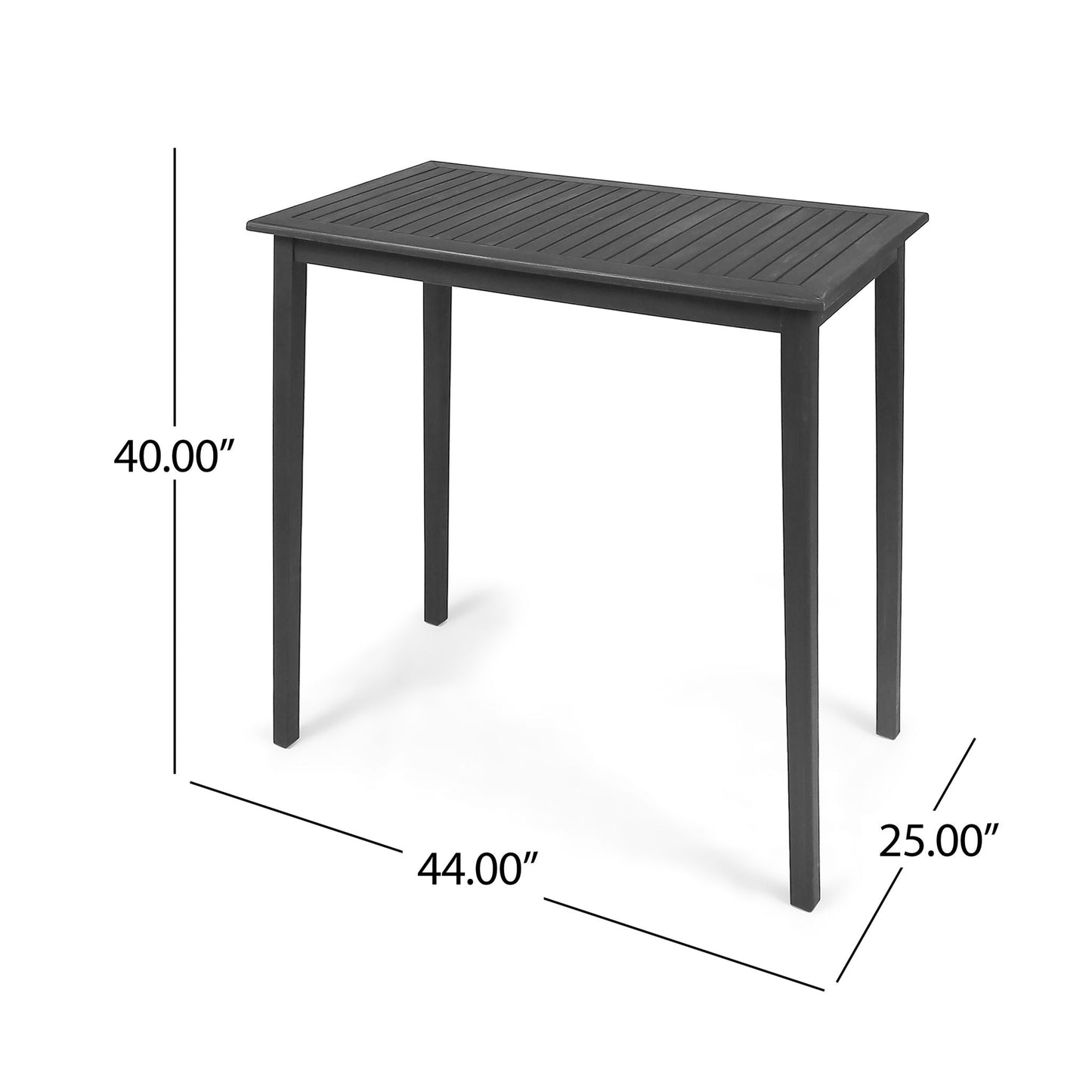 Outdoor Minimalist Acacia Wood Rectangle Bar Table