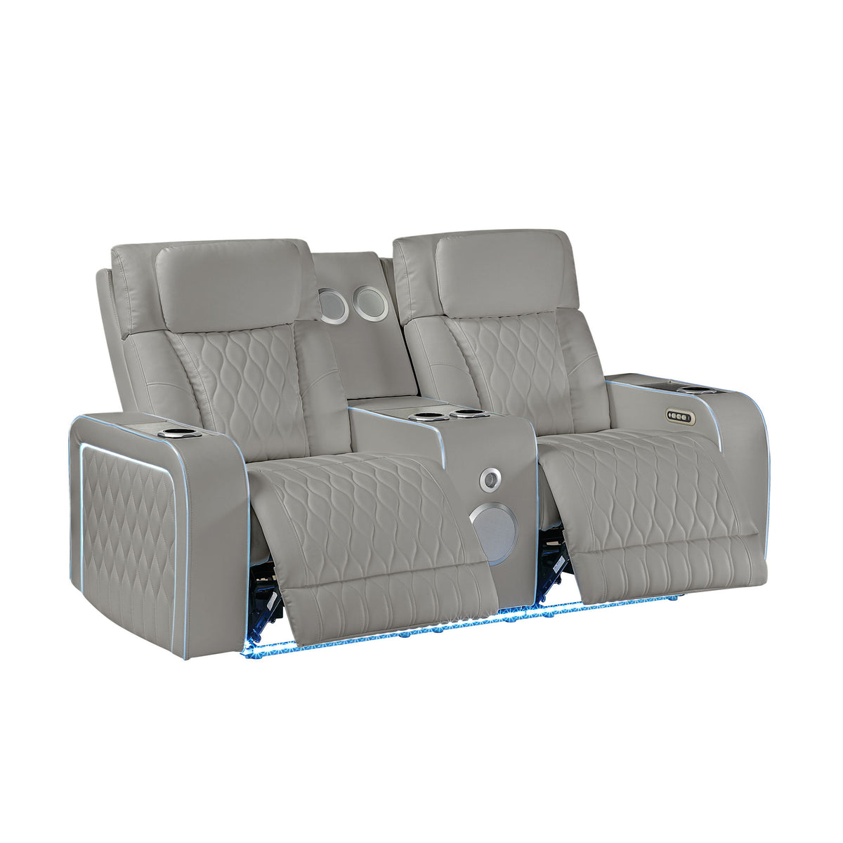 Electra - Power Reclining Loveseat With Power Headrests, Console, Speakers, Massage, LED Lighting And USB Control