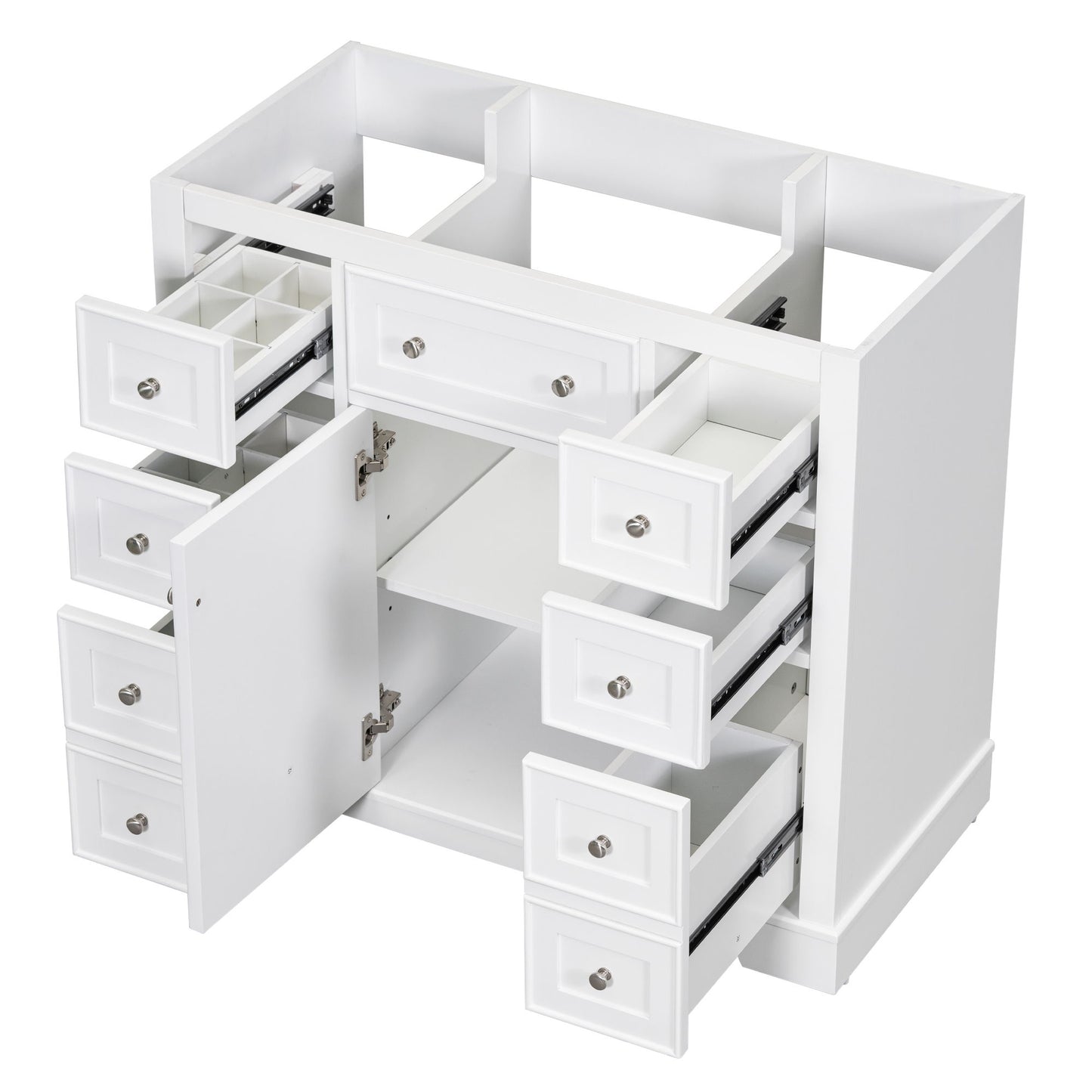 Modern Bathroom Vanity Base Only With 1 Cabinet And 6 Drawers