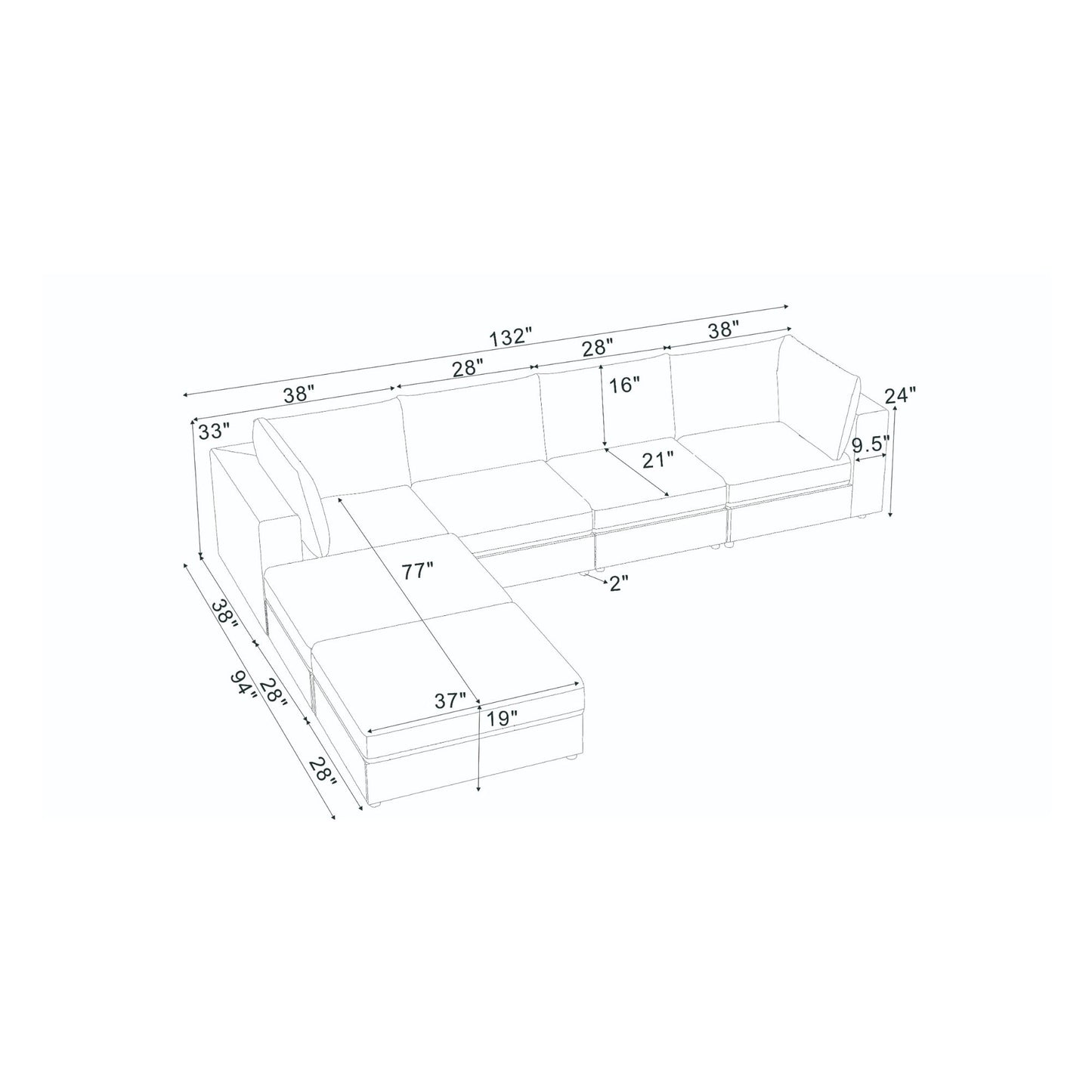 Modern Reversible Modular Sectional