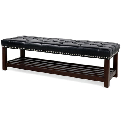 Bedroom End Of Bed Bench Tufted Upholstered End Of Bed Bench End Of Bed Entrance Shoe Bench With Nailhead Trim And Shelf Bedroom Upholstered Bench Living Room Shoe Rack Footstool