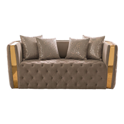 Naomi - Button Tufted Loveseat - Taupe