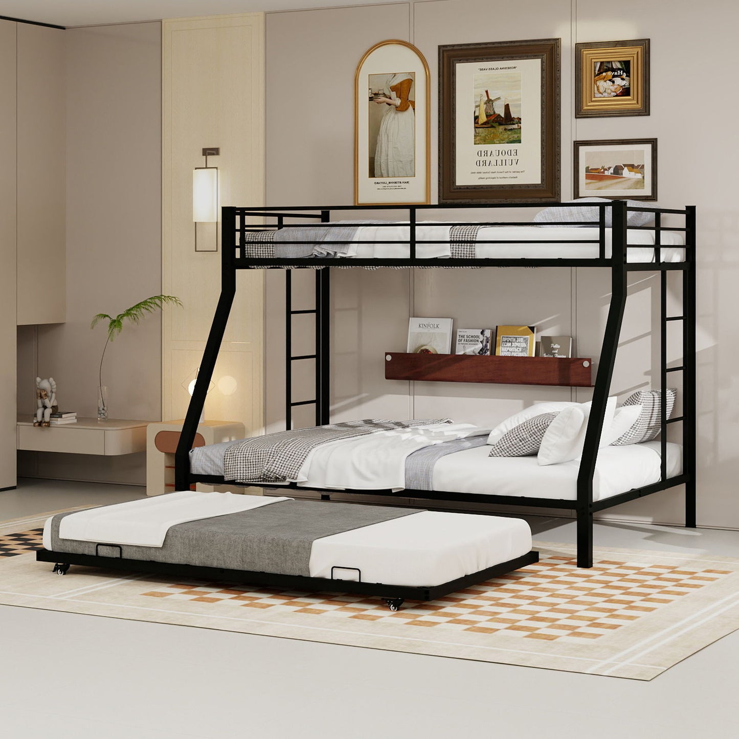 Bunk Bed For Kids, Convertible Frame With Ladders & Guardrail