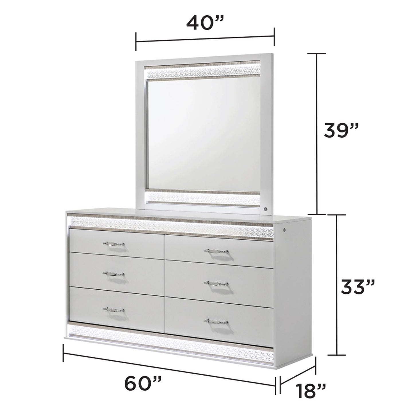 Glam - Bedroom Set With LED Headboard
