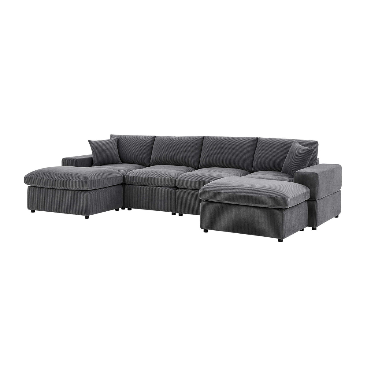Upholstered Symmetrical Modular Sectional With 6 Seating