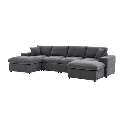 Upholstered Symmetrical Modular Sectional With 6 Seating