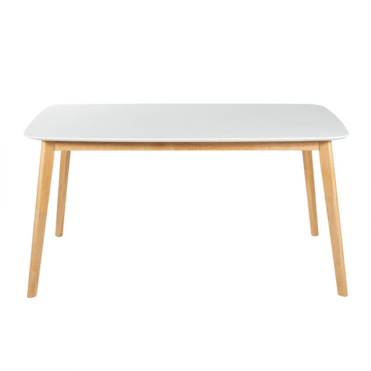 Dining Table With Splayed Rubberwood Legs & Faux Wood Tabletop, - White Oak