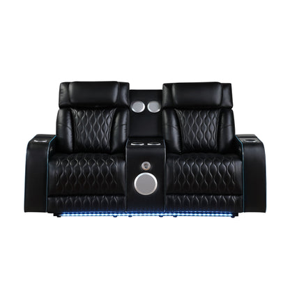 Electra - Power Reclining Loveseat With Power Headrests, Console, Speakers, Massage, LED Lighting And USB Control