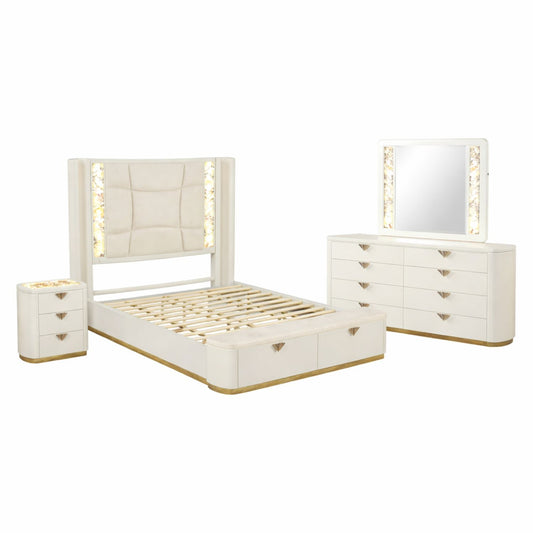 La Pierre - Modern Bedroom Set With Upholstered LED Bed