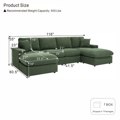 Sectional With 2 Ottomans
