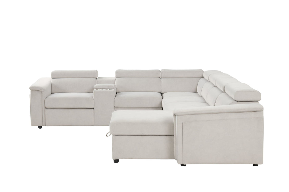 Harvey - Power Recliner Sectional Sleeper - Beige