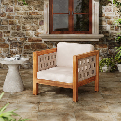 Outdoor Club Chair & Rope Arm And Cushions