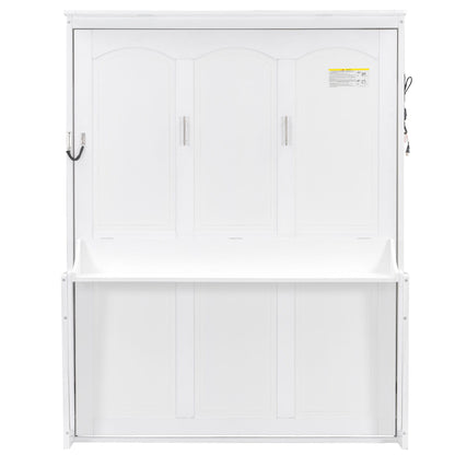 Murphy Bed With Desk, LED Lights & USB Charging Station