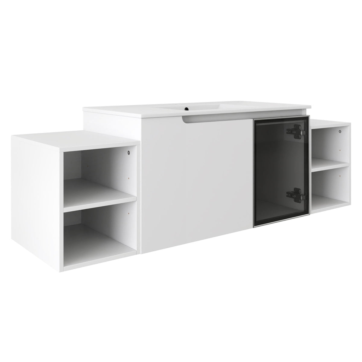 Wall Mounted Bathroom Vanity With Sink, Cabinet & Half Door