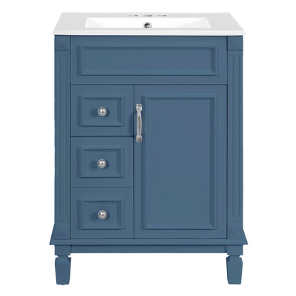 Bathroom Vanity With Sink, Compact Cabinet & 2 Drawers And Adjustable Shelf