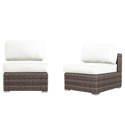 Seating Set With Cushions Handcrafted Wicker Design