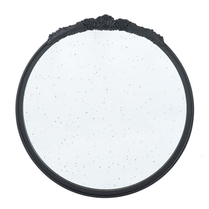 Round Hand Carved Rose Antique Mirror Frame, Wall Mirror For Live Space
