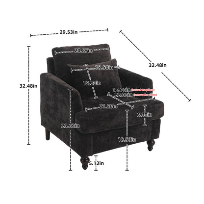 Modern Mid Century Wood Frame Armchair With Tufted Design