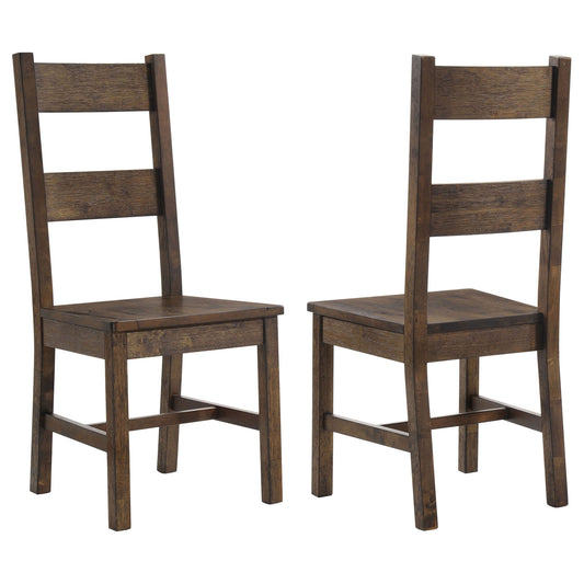 Ladder Back Dining Chairs With Straight Seat (Set of 2) - Brown